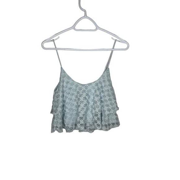Divided H&M Floral Lace Crop Top Blue Small - Picture 1 of 4